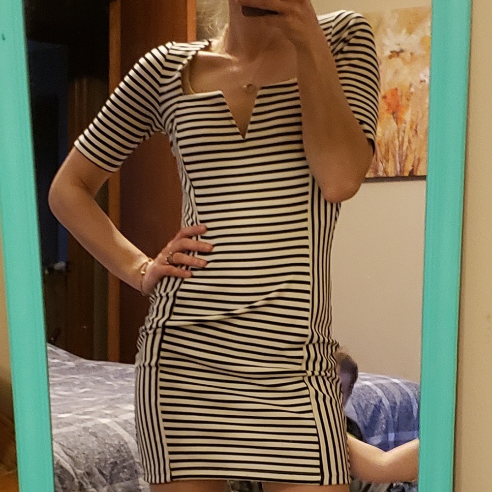 Black & White Striped Mini Dress